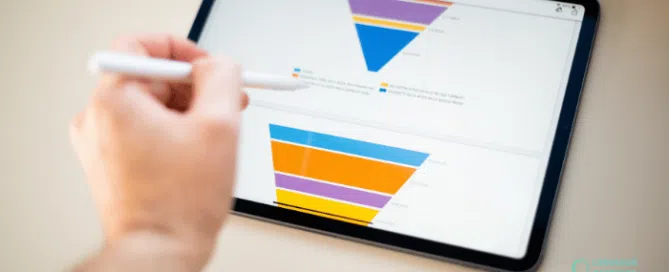Marketing- en salesfunnel grafiek voor conversieanalyse bij Conversie Partners